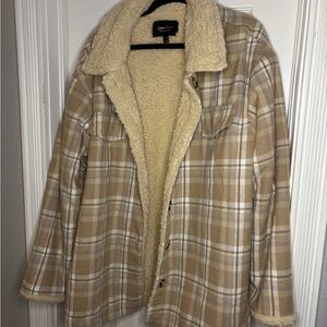 Sweet Rain Beige Plaid Teddy Jacket
